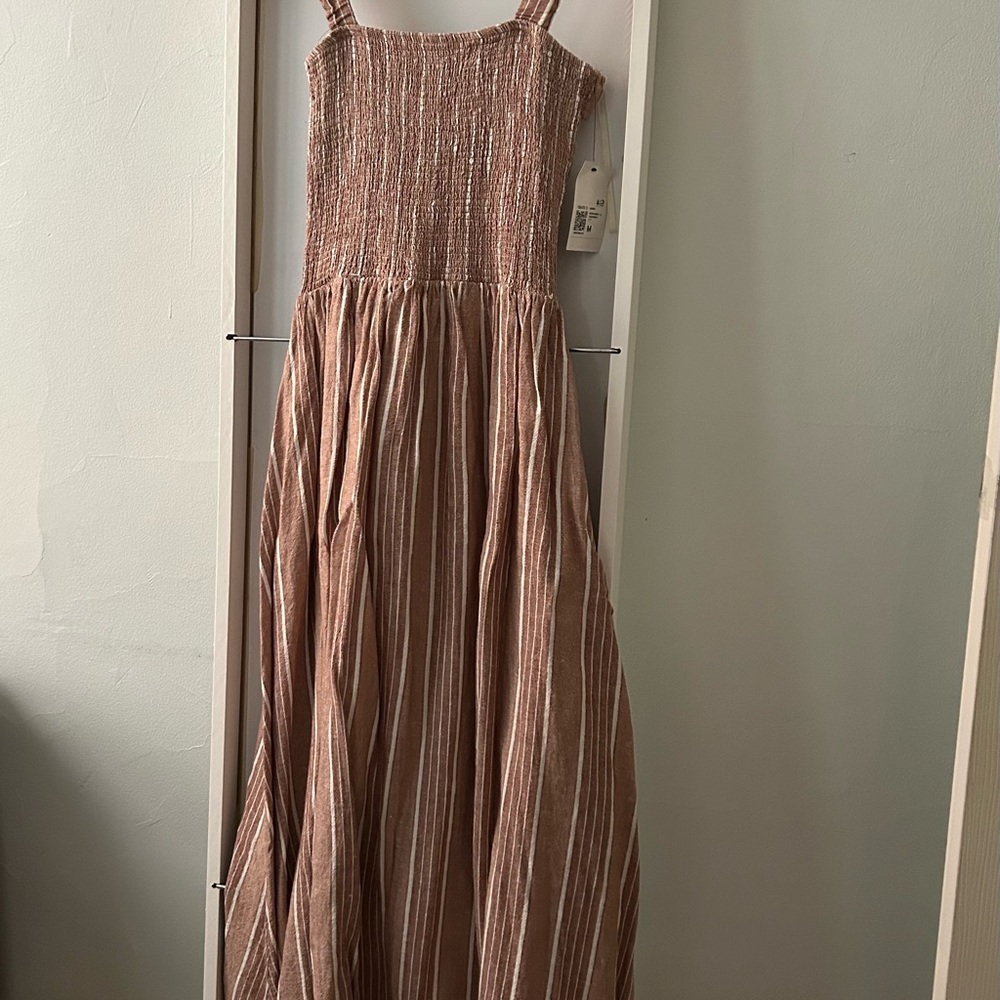 Forever 21 Taupe Striped Woven Dress